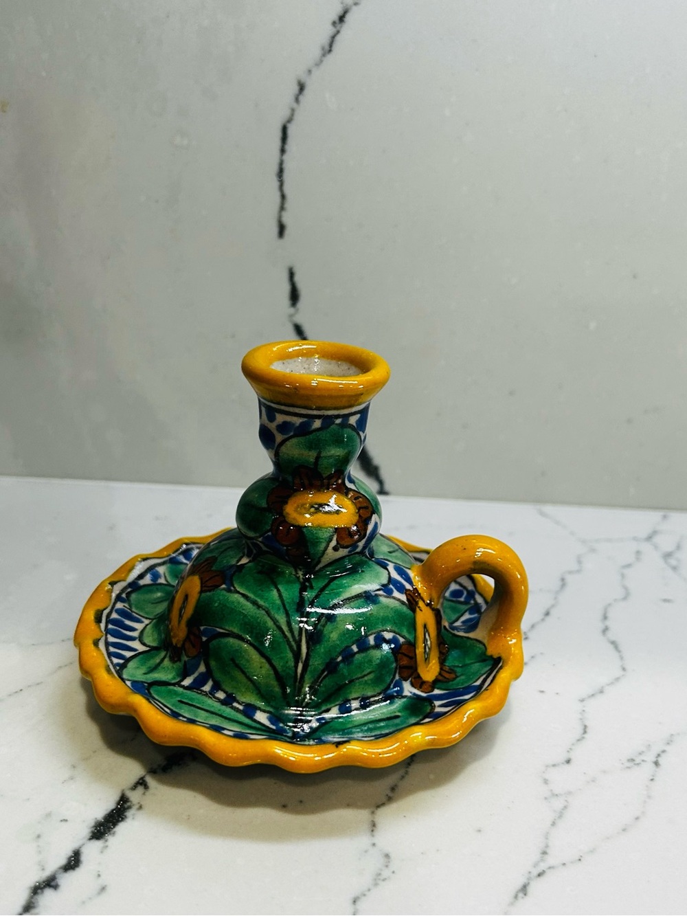 Mexican Talavera pottery candle holder